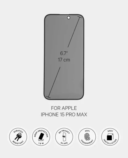 Paladin Anti-Spy Privacy Displayschutz, kratzfestes und bruchsicheres Spezialglas mit Sichtschutz für iPhone 15 Pro Max - Image 4
