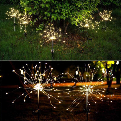 120 LED’s Solar Lampe Outdoor Gartenleuchte Feuerwerk Rasen Beleuchtung Laterne Wasserfest (IP65) – Warmweiss - Image 3