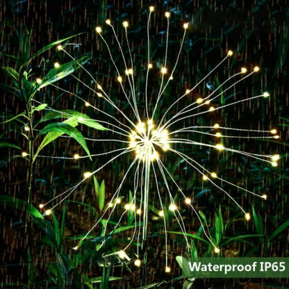 120 LED’s Solar Lampe Outdoor Gartenleuchte Feuerwerk Rasen Beleuchtung Laterne Wasserfest (IP65) – Warmweiss - Image 5