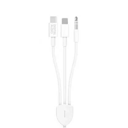 3in1 Lightning / 3.5mm AUX / USB C auf 3.5mm AUX Adapter Kabel, Weiss, 120cm - Image 3