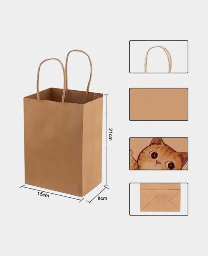 Kraftpapier Tüten Geschenktasche Papiertüten, Braun, 21x15cm, 20 Stk. - Image 2