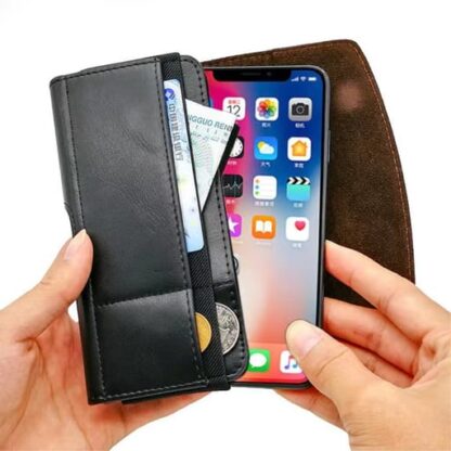 Universal Leder Tasche mit Gürtelclip – Schwarz, 18x9x2cm - Image 4