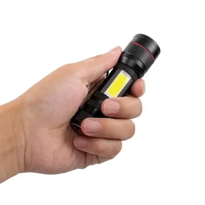 800LM LED Aluminium USB Mini Taschenlampen – Schwarz, 2 Stk. - Image 3