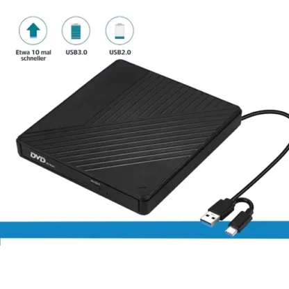3in1 Slim Super Drive USB C / USB 3.0 CD DVD-RW Externes Laufwerk Brenner - Image 3