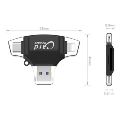 4in1 USB Mini Kartenlesegerät Card Reader & SD Karte – Schwarz - Image 3