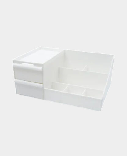 Acryl Beauty Make Up Organizer Aufbewahrungsbox 9 Fächer, Weiss, 280x175mm