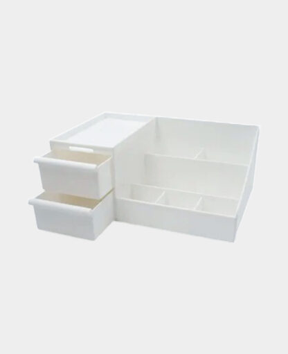 Acryl Beauty Make Up Organizer Aufbewahrungsbox 9 Fächer, Weiss, 280x175mm - Image 4