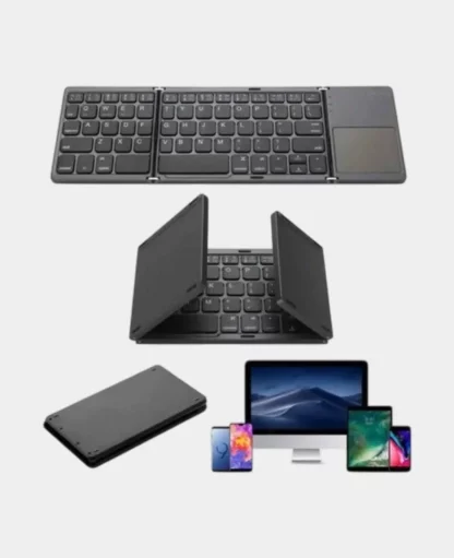 Faltbare Mini Bluetooth Tastatur Keyboard (QWERTY) mit Touchpad – Schwarz