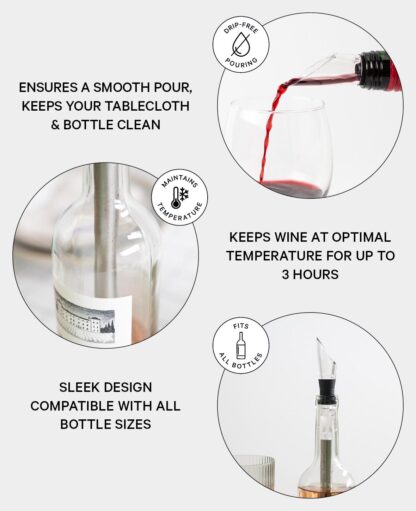 3in1 Edelstahl Flaschen Kühler Wein Dekanter und Drop Stop Ausguss, Silber - Image 5