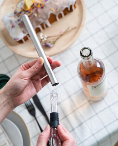 3in1 Edelstahl Flaschen Kühler Wein Dekanter und Drop Stop Ausguss, Silber - Image 9