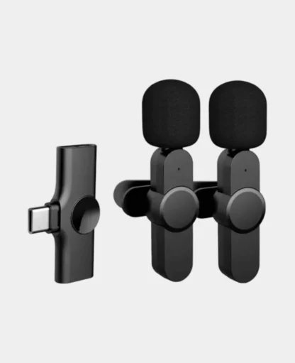 Kabelloses 360° Lavalier Mikrofon mit USB C Anschluss, 3-tlg.