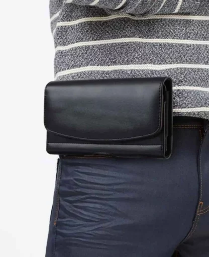 Universal Leder Tasche mit Gürtelclip – Schwarz, 18x9x2cm - Image 2