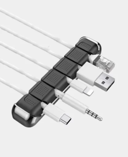Selbstklebender Silikon Kabelhalter 5-fach Vielzweck Klemme – Schwarz