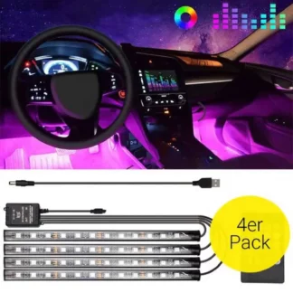 LEDs Auto Licht Streifen RGB Fussraumbeleuchtung mit Fernbedienung, 4 Stk.