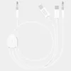 3in1 Lightning / 3.5mm AUX / USB C auf 3.5mm AUX Adapter Kabel, Weiss, 120cm