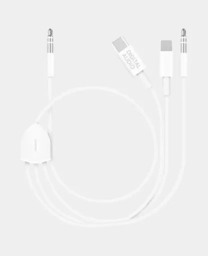 3in1 Lightning / 3.5mm AUX / USB C auf 3.5mm AUX Adapter Kabel, Weiss, 120cm