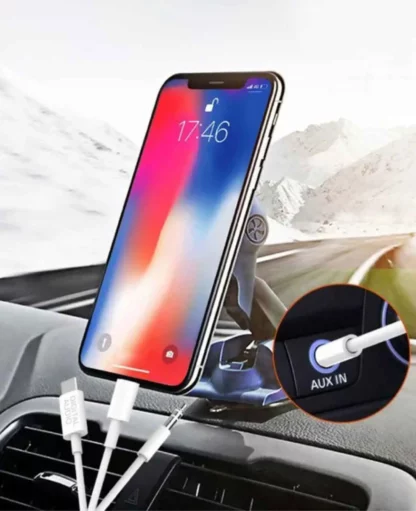 3in1 Lightning / 3.5mm AUX / USB C auf 3.5mm AUX Adapter Kabel, Weiss, 120cm - Image 2