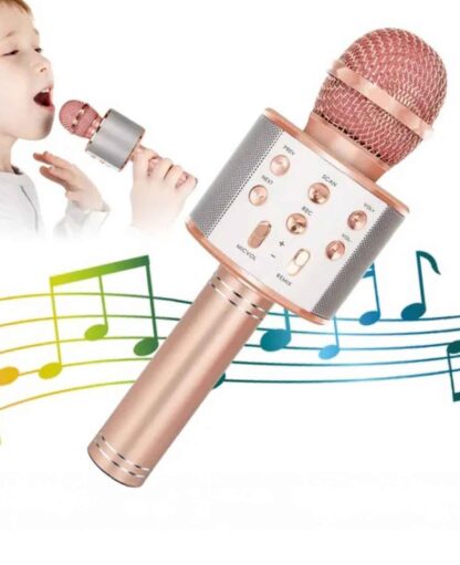 Karaoke Mikrofon mit Bluetooth, AUX & Lautsprecher – Rosegold - Image 2