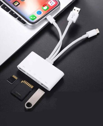 Lightning /USB-A/ USB-C auf SD/ Micro SD Kartenlesegerät & Lade Adapter 10 cm - Image 2