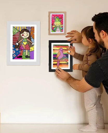 (34×25.5cm) Befüllbarer Holz Bilderrahmen Klappbarer Deko Fotorahmen mit Frontöffnung für Kunstwerke / Zeichnungen / Fotos – Weiss - Image 2