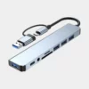 USB-C Multiport Adapter Hub (5 Gbit/s) – 4x USB-A, SD, 3.5mm Klinke, Grau