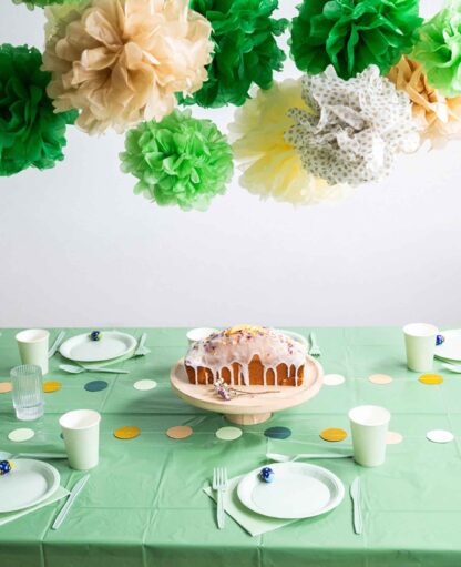 Papier Pompon’s Deko Kreis Girlande Party – Grün / Braun / Beige, 15-tlg. - Image 2