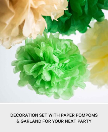 Papier Pompon’s Deko Kreis Girlande Party – Grün / Braun / Beige, 15-tlg. - Image 3