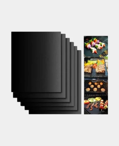 Universal BBQ Grillmatte für Grill und Backofen, Schwarz, 6 Stk.