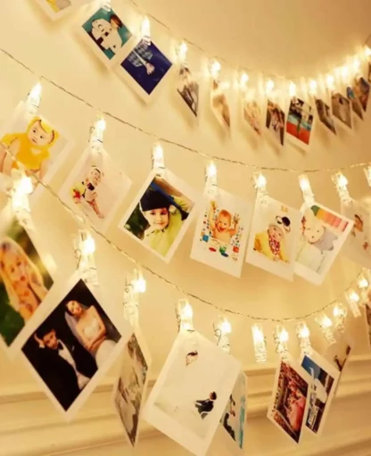 40 LED’s Deko Lichterkette Foto Clip Beleuchtung mit Klammern – Warmweiss