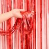 Party Deko Metallic Lametta Vorhang Glänzender Fransen Vorhang, 2 x 1m – Rot