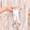 Party Deko Metallic Lametta Vorhang Glänzender Fransen Vorhang, 2 x 1m – Silber
