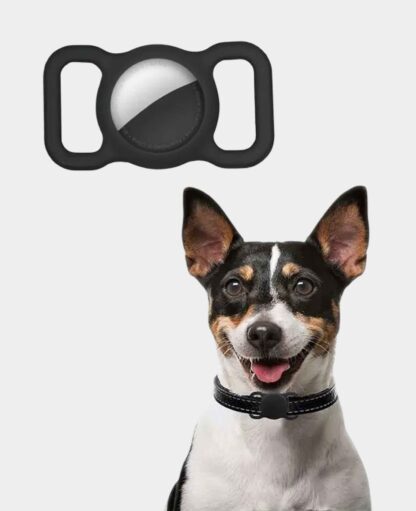 Apple AirTag Silikon Case Hülle Halsband Halterung für Haustiere, Schwarz