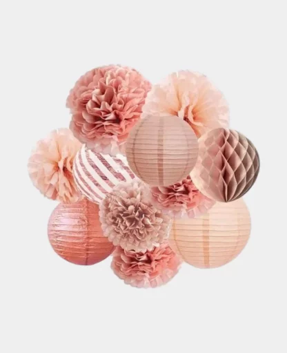 Papier Lampion Pompon’s Deko Party – Roségold, 11-tlg.