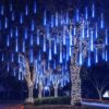 192 LED’s Deko Pendelleuchte 8x Fallende Regentropfen IP44, 3m – Blau