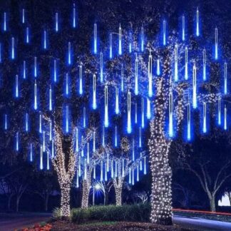 192 LED’s Deko Pendelleuchte 8x Fallende Regentropfen IP44, 3m – Blau