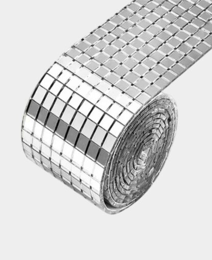 Deko Mosaik Spiegel Aufkleber Sticker Disco Spiegelmatte, Silber, 1m/4cm