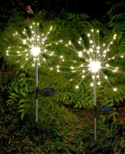 120 LED’s Solar Lampe Outdoor Gartenleuchte Feuerwerk Rasen Beleuchtung Laterne Wasserfest (IP65) – Warmweiss