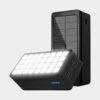 Outdoor Powerbank 50000mAh mit Solar & 32 LEDs – Schwarz