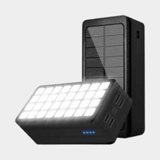 Outdoor Powerbank 50000mAh mit Solar & 32 LEDs – Schwarz