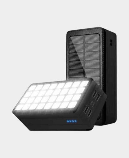 Outdoor Powerbank 50000mAh mit Solar & 32 LEDs – Schwarz