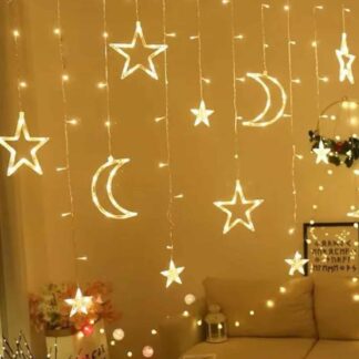 138 LED’s Lichterkette Sternen / Mond Outdoor Beleuchtung, 3.5m – Warmweiss
