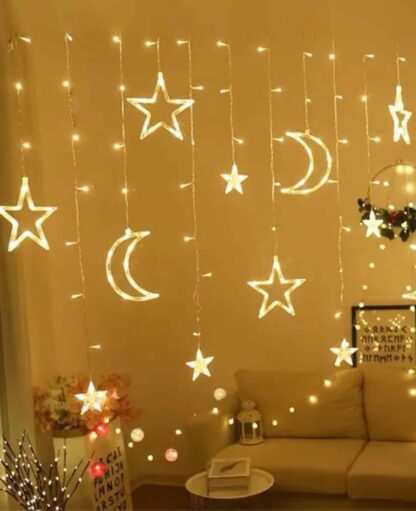 138 LED’s Lichterkette Sternen / Mond Outdoor Beleuchtung, 3.5m – Warmweiss