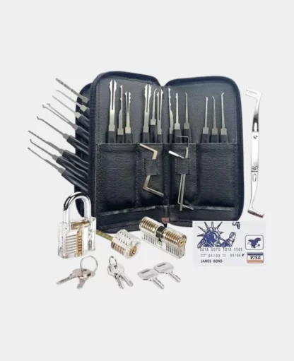 Dietrich Lockpicking Set mit 3 Übungsschlössern – Schwarz, 29-tlg.