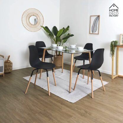Skandinavischer Designer STUHL Esszimmerstuhl | Kunststoff Sitz und Beine aus Holz SCHWARZ - Image 2
