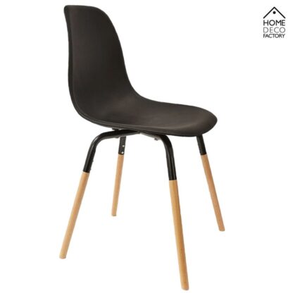 Skandinavischer Designer STUHL Esszimmerstuhl | Kunststoff Sitz und Beine aus Holz SCHWARZ - Image 4