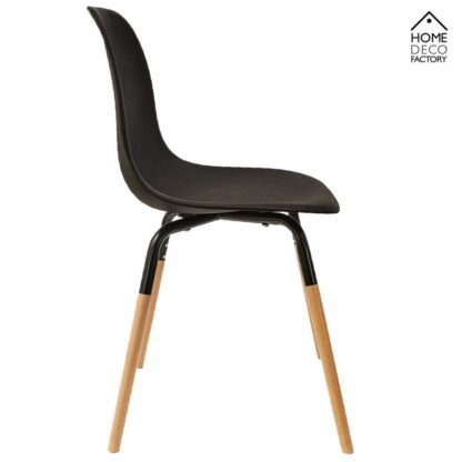 Skandinavischer Designer STUHL Esszimmerstuhl | Kunststoff Sitz und Beine aus Holz SCHWARZ - Image 5