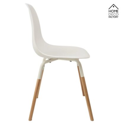 Skandinavischer Designer STUHL Esszimmerstuhl | Kunststoff Sitz und Beine aus Holz WEISS - Image 3