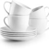 Set 4 Tassen mit unterteller Castilla weiss 9.8-16 x 7.5 cm Perfekt für den täglichen Gebrauch