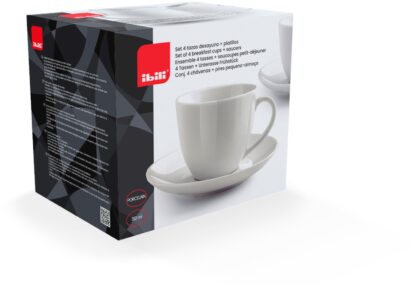 Set 4 Tassen mit unterteller Castilla weiss 9.8-16 x 7.5 cm Perfekt für den täglichen Gebrauch - Image 5