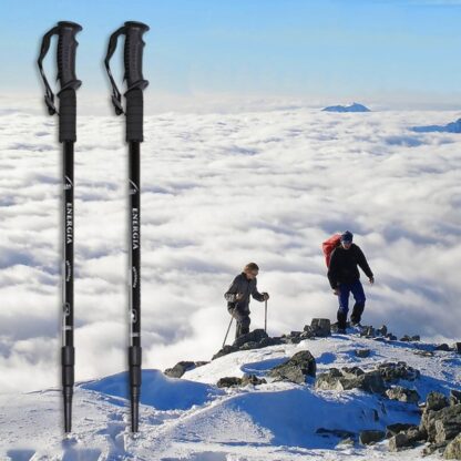 Wanderstöcke NORDIC WALKING Trekkingstöcke Stöcke mit Kompass SCHWARZ - Image 2